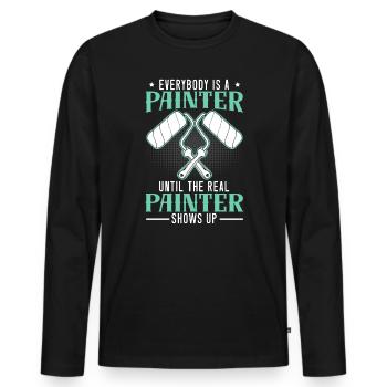 Maler Job Handwerker Hausmalerei - Männer Premium Bio Langarmshirt - Schwarz - Vorne - Nico (187cm)