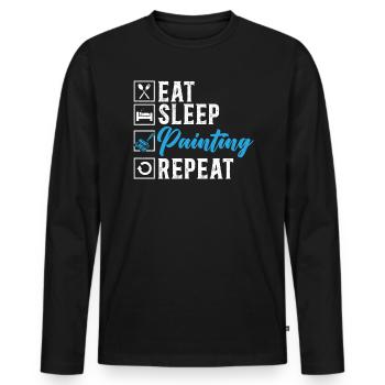 Essen Schlaf Malen Wiederholung Maler Haus Malerei - Männer Premium Bio Langarmshirt - Schwarz - Vorne - Nico (187cm)