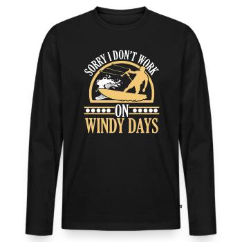 Tut mir leid, dass ich an windigen Tagen Kitesurfen nicht arbeite - Männer Premium Bio Langarmshirt - Schwarz - Vorne - Nico (187cm)