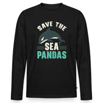 Save The Sea Pandas Orca Whale Biologiste marin - T-shirt manches longues Premium bio Homme - noir - Devant - Nico (187cm)