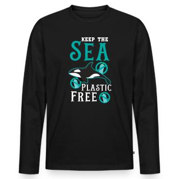Halten Sie das Meer plastikfrei Orca Wal Tier - Männer Premium Bio Langarmshirt - Schwarz - Vorne - Nico (187cm)