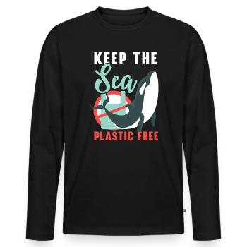 Halten Sie das Meer plastikfrei Orca Wal Tier - Männer Premium Bio Langarmshirt - Schwarz - Vorne - Nico (187cm)