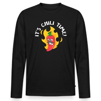 C’est l’heure du chili saveur chili épicé épicé - T-shirt manches longues Premium bio Homme - noir - Devant - Nico (187cm)