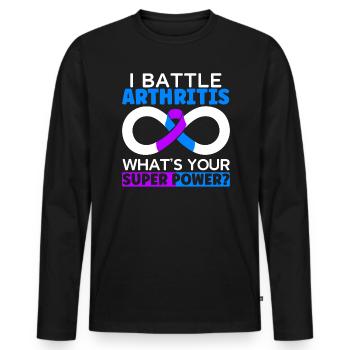 Ich kämpfe gegen Arthritis Was ist deine Superkraftkrankheit - Männer Premium Bio Langarmshirt - Schwarz - Vorne - Nico (187cm)