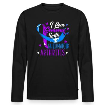 I Love Someone With Rheumatoid Arthritis Awareness - Men's Premium Organic Long Sleeve Shirt - black - Front - Nico (187cm)