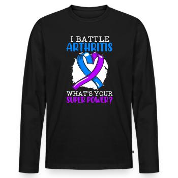 Ich kämpfe gegen Arthritis Was ist deine Superkraftkrankheit - Männer Premium Bio Langarmshirt - Schwarz - Vorne - Nico (187cm)