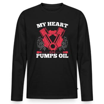 Mes pompes cardiaques Huile Mécanicien diesel Mécanicien automobile - T-shirt manches longues Premium bio Homme - noir - Devant - Nico (187cm)