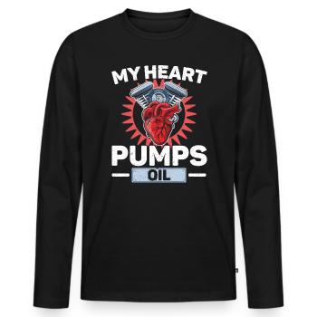 Mes pompes cardiaques Huile Mécanicien diesel Mécanicien automobile - T-shirt manches longues Premium bio Homme - noir - Devant - Nico (187cm)