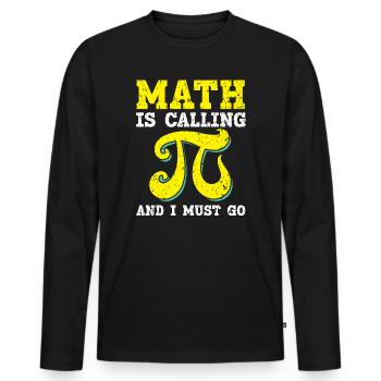 Math Is Calling et je dois aller Mathématicien Pi Day - T-shirt manches longues Premium bio Homme - noir - Devant - Nico (187cm)