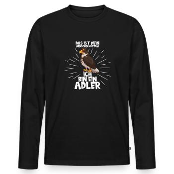 Dies ist mein Menschen Kostüm ich bin ein Adler - Männer Premium Bio Langarmshirt - Schwarz - Vorne - Nico (187cm)