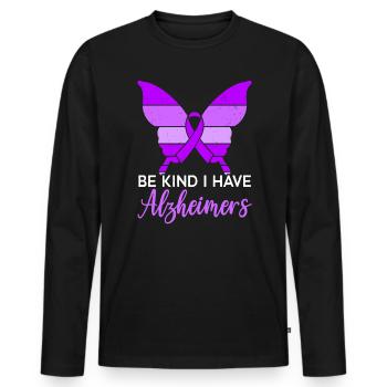 Démence Je porte la conscience de la maladie d’Alzheimer violette - T-shirt manches longues Premium bio Homme - noir - Devant - Nico (187cm)