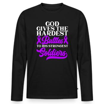 Démence Je porte la conscience de la maladie d’Alzheimer violette - T-shirt manches longues Premium bio Homme - noir - Devant - Nico (187cm)