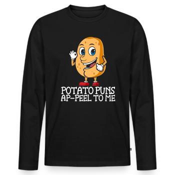 Potato Puns Ap-peel To Me Potato Lover Fries - T-shirt manches longues Premium bio Homme - noir - Devant - Nico (187cm)