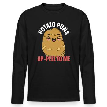 Potato Puns Ap-peel To Me Potato Lover Fries - T-shirt manches longues Premium bio Homme - noir - Devant - Nico (187cm)