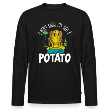 Je ne sais pas si je ne suis qu’un gourmand de pommes de terre Français frites - T-shirt manches longues Premium bio Homme - noir - Devant - Nico (187cm)