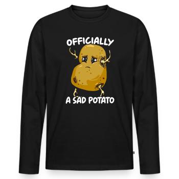 Officially A Sad Potato Foodie Fries Potatoes - Men's Premium Organic Long Sleeve Shirt - black - Front - Nico (187cm)