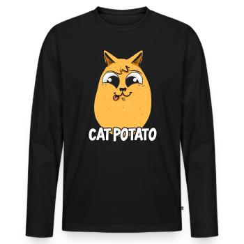 Cat Potato Foodie Potato Lover Fries Potatoes - Men's Premium Organic Long Sleeve Shirt - black - Front - Nico (187cm)