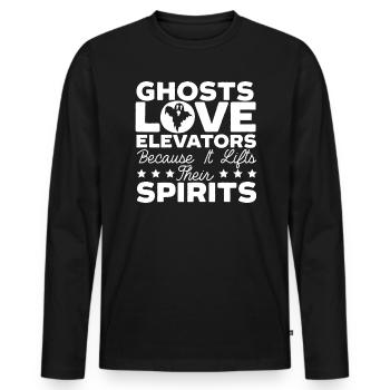 Geister lieben Aufzüge Aufzug Aufzug Techniker - Männer Premium Bio Langarmshirt - Schwarz - Vorne - Nico (187cm)