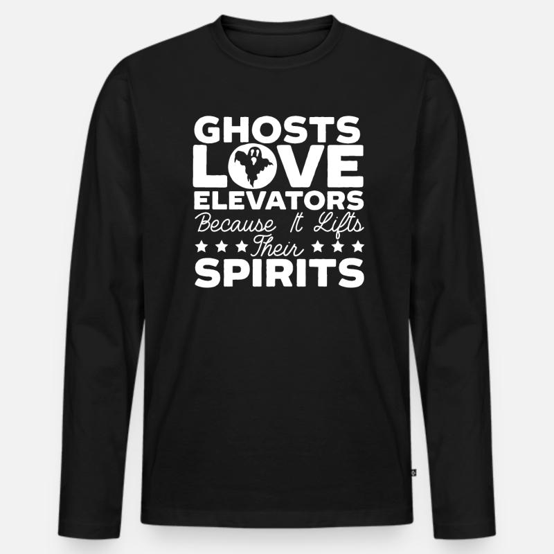 Ghosts Love Elevators Elevator Elevator Technician Men's Premium Organic Long Sleeve Shirt