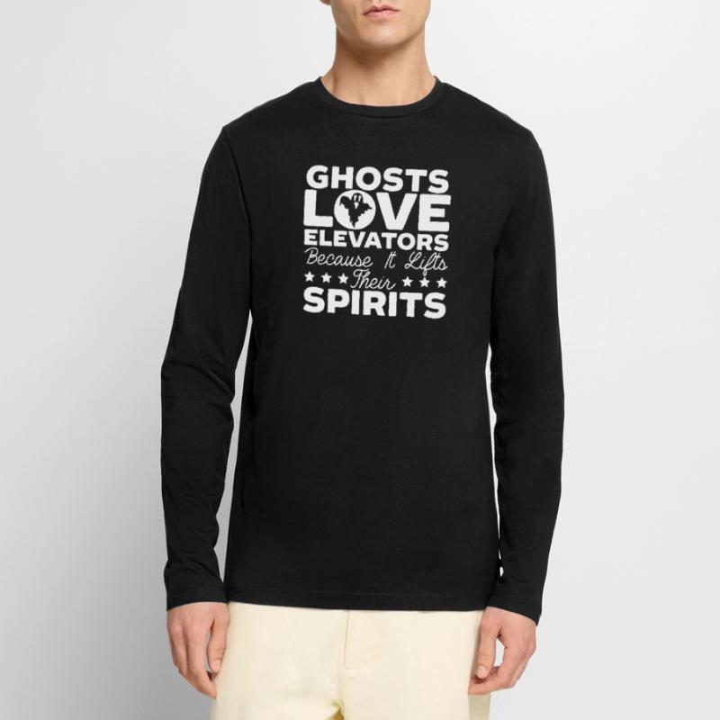 Ghosts Love Elevators Elevator Elevator Technician Men's Premium Organic Long Sleeve Shirt