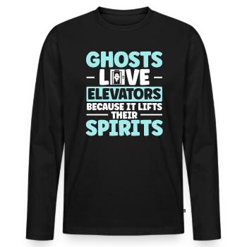 Geister lieben Aufzüge Aufzug Aufzug Techniker - Männer Premium Bio Langarmshirt - Schwarz - Vorne - Nico (187cm)