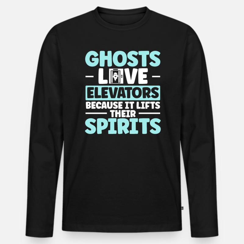 Ghosts Love Elevators Elevator Elevator Technician Men's Premium Organic Long Sleeve Shirt