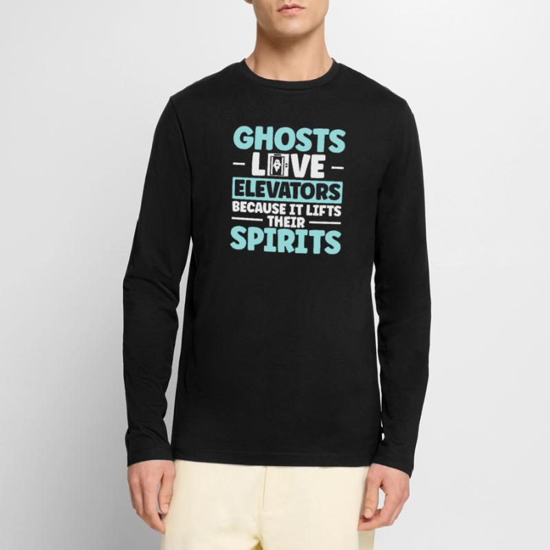 Ghosts Love Elevators Elevator Elevator Technician Men's Premium Organic Long Sleeve Shirt