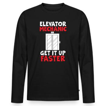 Elevator Mechanic Get It Up Faster Elevator Repair - Men's Premium Organic Long Sleeve Shirt - black - Front - Nico (187cm)