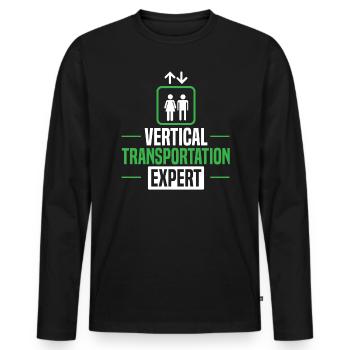 Mécanicien d’ascenseur expert en transport vertical - T-shirt manches longues Premium bio Homme - noir - Devant - Nico (187cm)