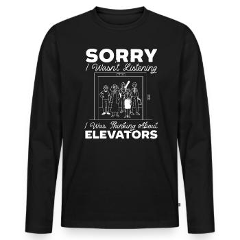 I Was Thinking About Elevators Elevator Mechanic - Men's Premium Organic Long Sleeve Shirt - black - Front - Nico (187cm)