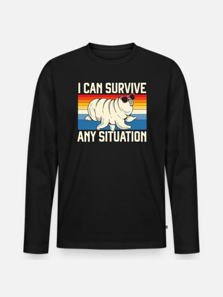Jeg kan overleve enhver situation Vandbjørn bjørneklo - Premium økologisk langærmet T-shirt til mænd - sort