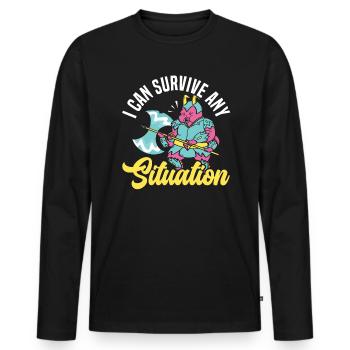 Je peux survivre à n’importe quelle situation d’ours d’eau tardigrade - T-shirt manches longues Premium bio Homme - noir - Devant - Nico (187cm)