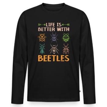 Life Is Better With Beetles Entomology Bug Hunter - Men's Premium Organic Long Sleeve Shirt - black - Front - Nico (187cm)