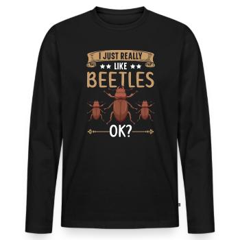 J’aime vraiment les coléoptères ok Entomologie des insectes - T-shirt manches longues Premium bio Homme - noir - Devant - Nico (187cm)