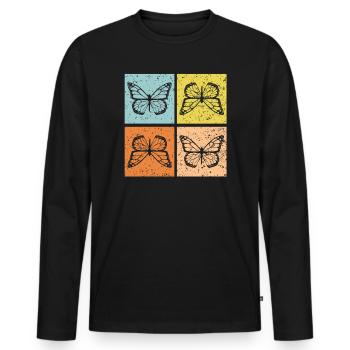 Entomologie des insectes papillons Futur entomologiste - T-shirt manches longues Premium bio Homme - noir - Devant - Nico (187cm)