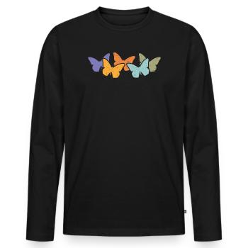 Entomologie des insectes papillons Futur entomologiste - T-shirt manches longues Premium bio Homme - noir - Devant - Nico (187cm)