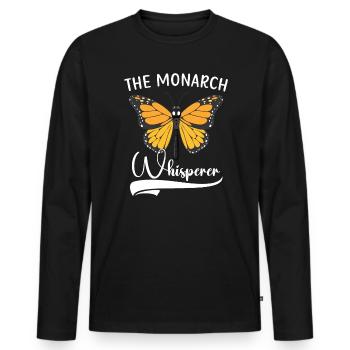 The Monarch Whisperer Butterfly Insect Bug Hunter - Men's Premium Organic Long Sleeve Shirt - black - Front - Nico (187cm)