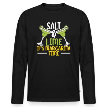 Salt And Lime It's Margarita Time Alcohol Cocktail - Men's Premium Organic Long Sleeve Shirt - black - Front - Nico (187cm)