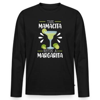 Cette mamacita a besoin d’un cocktail alcoolisé Margarita - T-shirt manches longues Premium bio Homme - noir - Devant - Nico (187cm)
