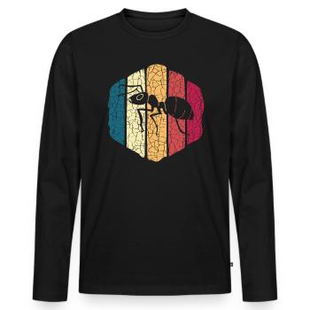 Entomologie des insectes fourmis rétro Futur entomologiste - T-shirt manches longues Premium bio Homme - noir - Devant - Nico (187cm)