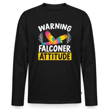 Falconry Bird Ornithology Falcon Falconer Attitude - Men's Premium Organic Long Sleeve Shirt - black - Front - Nico (187cm)