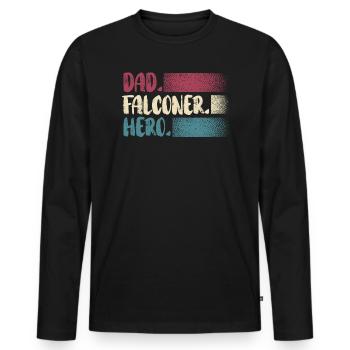 Dad Falconer Hero Bird Lover Ornithology Falcon - Men's Premium Organic Long Sleeve Shirt - black - Front - Nico (187cm)