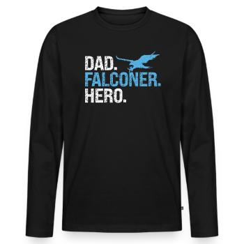 Dad Falconer Hero Bird Lover Ornithology Falcon - Men's Premium Organic Long Sleeve Shirt - black - Front - Nico (187cm)