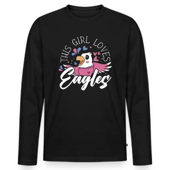 Dieses Mädchen liebt Adler Tier Ornithologie Adler - Männer Premium Bio Langarmshirt - Schwarz - Vorne - Nico (187cm)