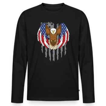 Adler Vogelliebhaber Tier Ornithologie USA Flagge - Männer Premium Bio Langarmshirt - Schwarz - Vorne - Nico (187cm)