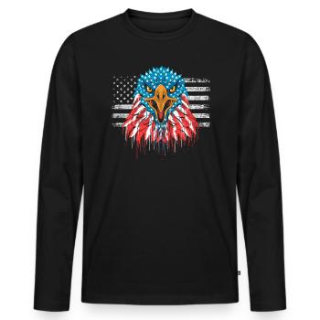 Adler Vogelliebhaber Tier Ornithologie USA Flagge - Männer Premium Bio Langarmshirt - Schwarz - Vorne - Nico (187cm)