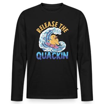 Relâchez le canard caneton canard - T-shirt manches longues Premium bio Homme - noir - Devant - Nico (187cm)