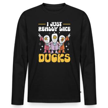 Ich mag einfach Enten Enten Entenvogel Entenliebhaber - Männer Premium Bio Langarmshirt - Schwarz - Vorne - Nico (187cm)