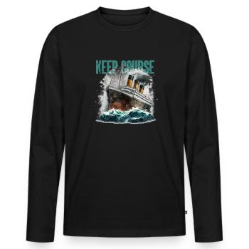 Commic ship in the Stormy Sea - Men's Premium Organic Long Sleeve Shirt - black - Front - Nico (187cm)