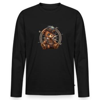 Science-Fiction steampunk bear - Men's Premium Organic Long Sleeve Shirt - black - Front - Nico (187cm)